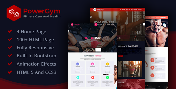 PowerGym: Gym, Body Building, Fitness & Health Fully Responsive HTML Template