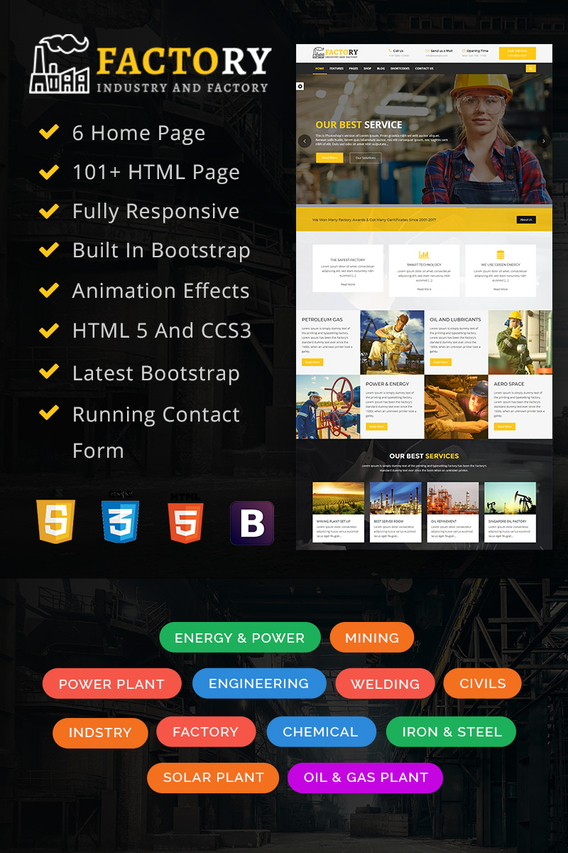 Factory : Industry - Factory & Industrial HTML Website Template