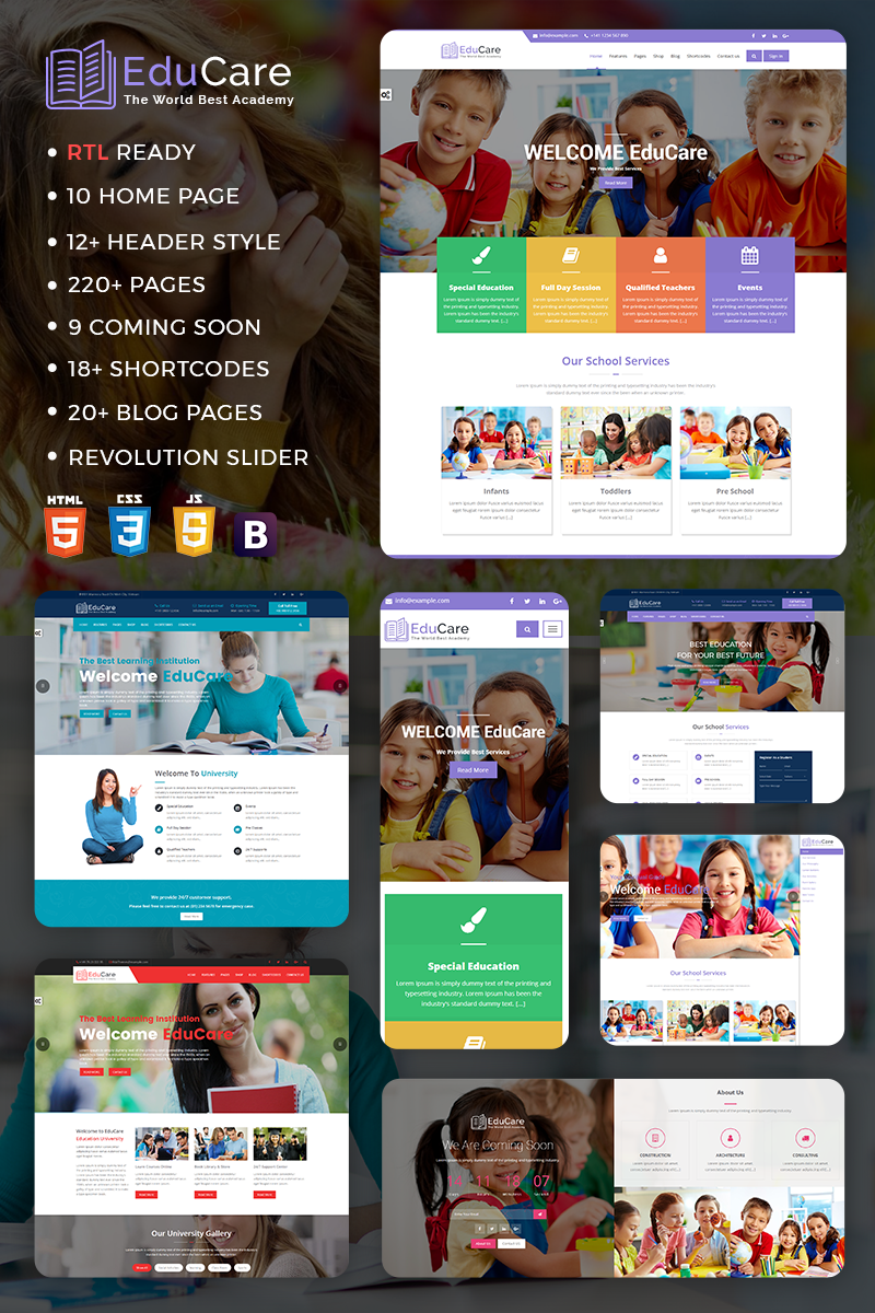 Best Education Template for Play Group, Schools and Collage Websites