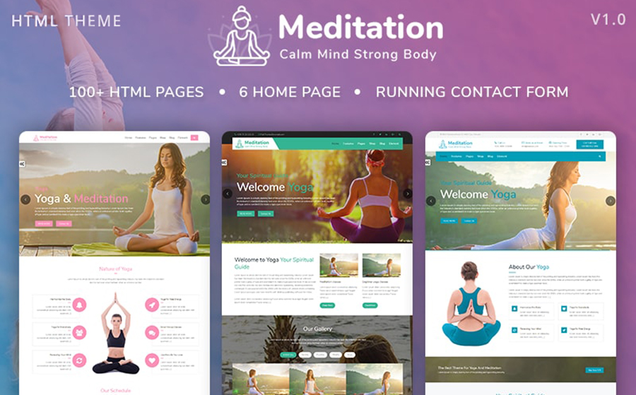 Meditation - Yoga, Fitness & Meditation Mobile Responsive Bootstrap HTML Website Template