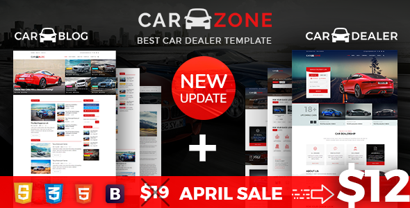 CarZone - A Complete Car Dealer HTML Wire-Frame