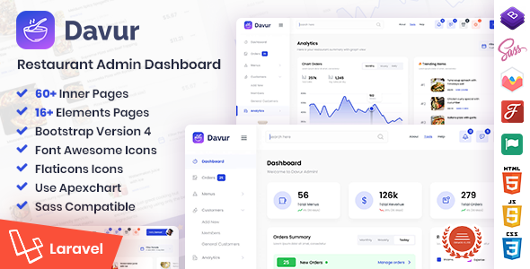 Davur - Laravel Restaurant Admin Dashboard & Bootstrap Template