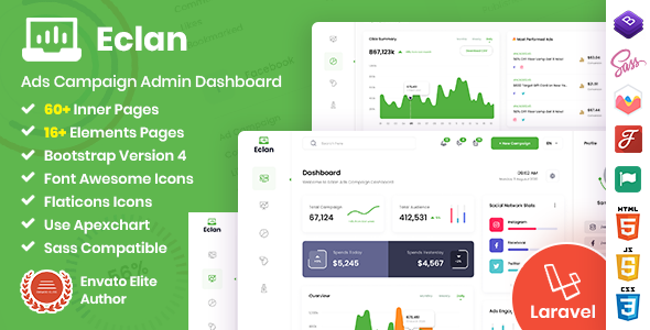 Eclan - Ads Campaign Laravel & Bootstrap Admin Dashboard