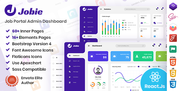 Jobie - Job Portal React Admin Dashboard HTML Included