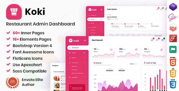Koki - Restaurant Food Admin Dashboard Template