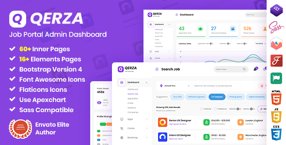 Qerza - Job Portal Admin Dashboard Bootstrap HTML Template 