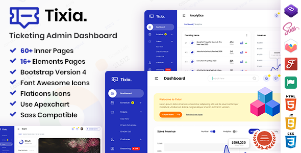 Tixia - Ticketing Admin Dashboard Bootstrap HTML Template